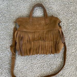 Madewell Suede Fringe Crossbody Bag Brown